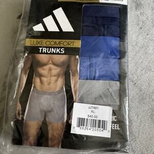 Adidas Men’s Luxe Comfort Trunks XL 3 Pack Blue Gray Soft Stretch Fabric JJ7481